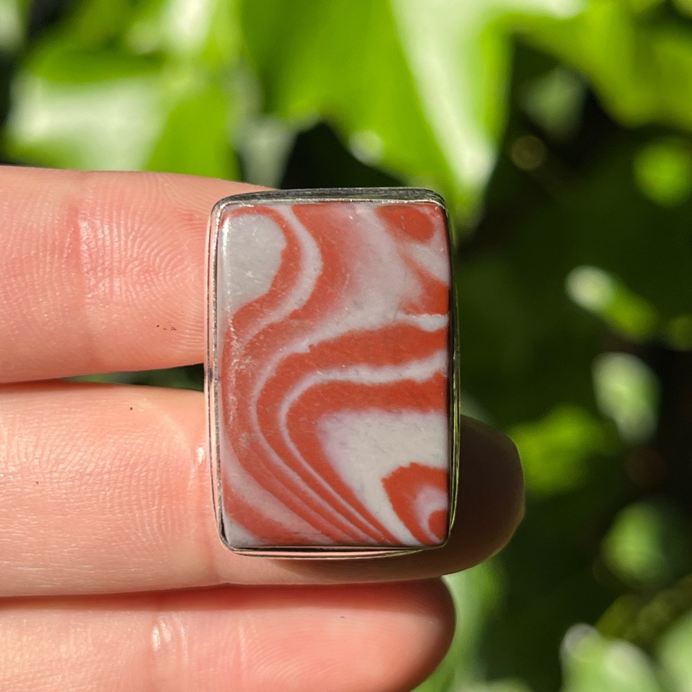 Size 7.5 925 silver plated Dolomites rectangular ring